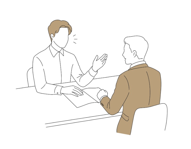 スタッフがお客様の希望を聞き取っているイラスト